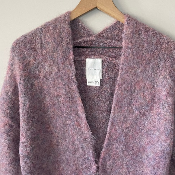 Basic House wool mohair blend long line oversized single closer felt cardigan XS - Picture 3 of 8